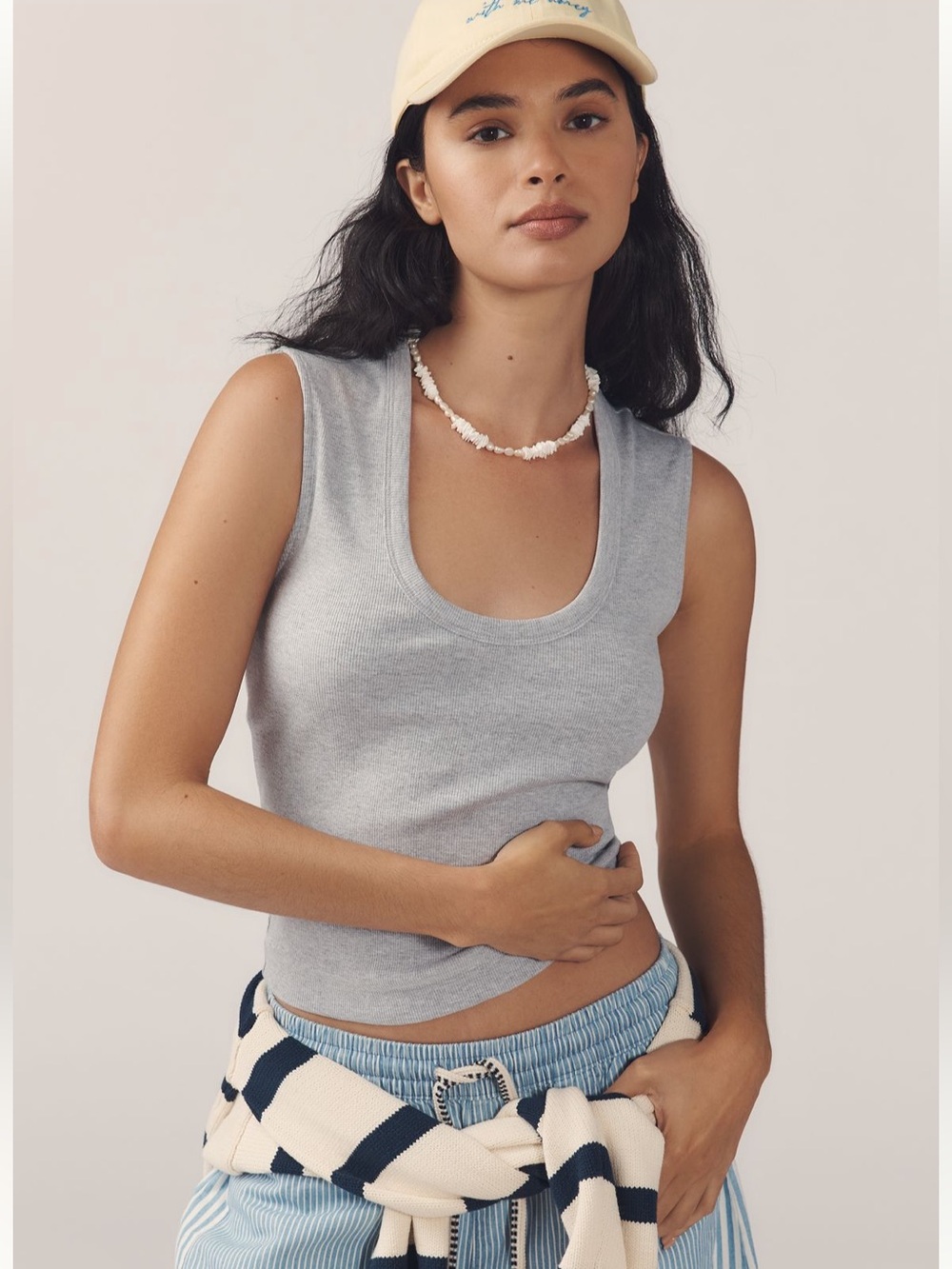 Anthropologie Grey Scoop Neck Women’s Tank Top